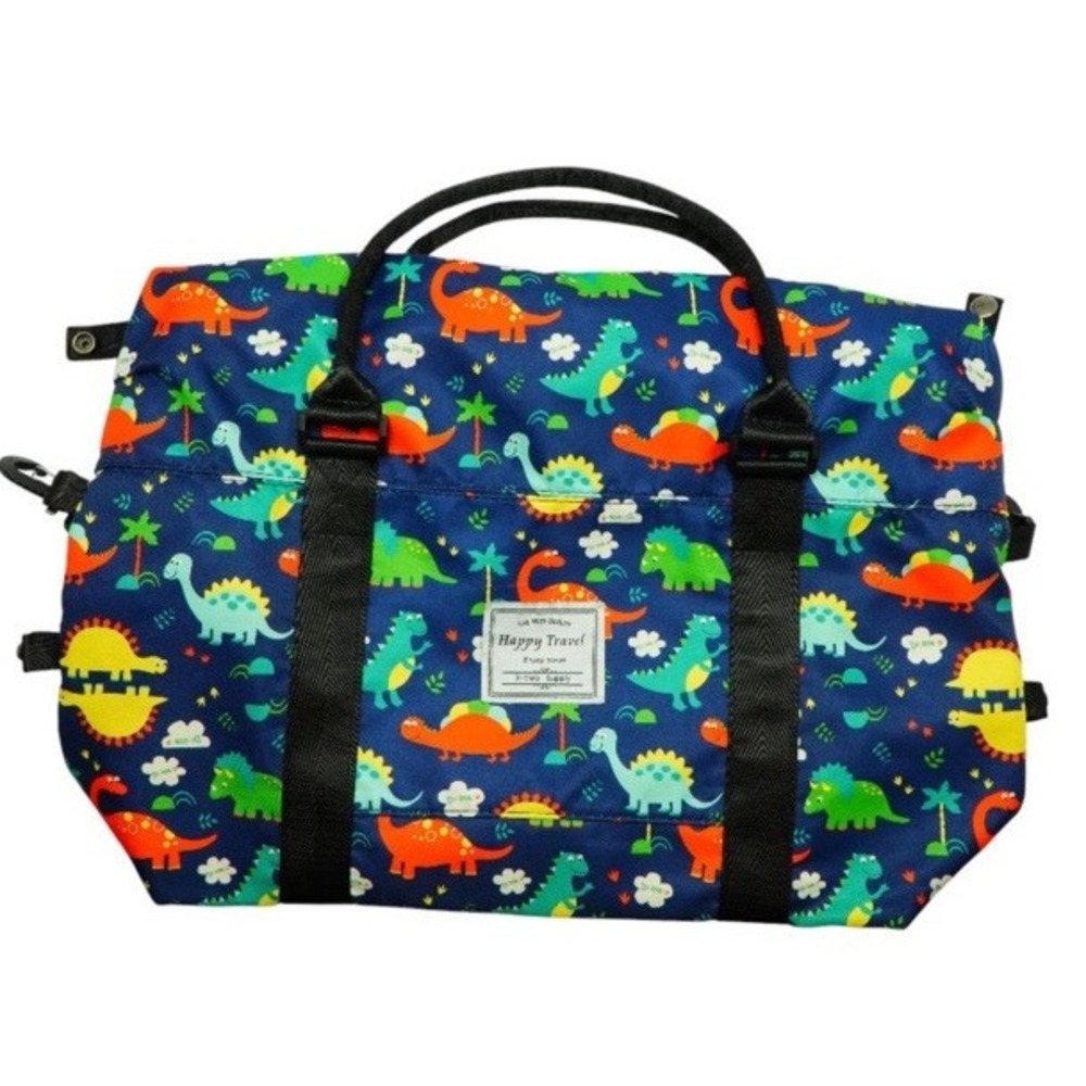 Child's Jurassic Dinosaur Overnighter Duffel Bag W/Shoulder Strap Blue New‎